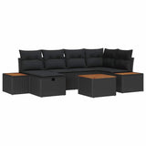 Garden Sofa Set 7 pcs Black 55 x 62 x 69 cm Poly rattan - Front View