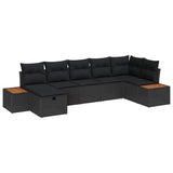 Garden Sofa Set 7 pcs Black 55 x 62 x 69 cm Poly rattan - Front View