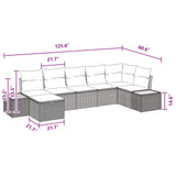 Garden Sofa Set with Pillow 7 pcs Black Poly rattan