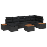 Garden Sofa Set 8 pcs Black 55 x 62 x 69 cm Poly rattan - Front View