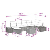 Garden Sofa Set with Pillow 8 pcs Black Poly rattan