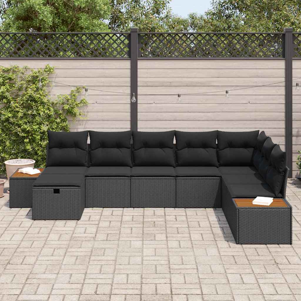 Garden Sofa Set 8 pcs Black 55 x 62 x 69 cm Poly rattan