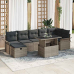 Garden Sofa Set 8 pcs Grey Poly Rattan