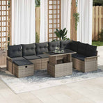Garden Sofa Set 9 pcs Grey Poly Rattan