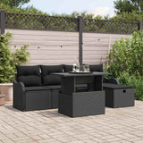Garden Sofa Set with Cushion 6 pcs Black Poly rattan