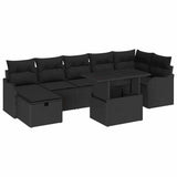 Garden Sofa Set with Cushion 8 pcs Black Poly rattan - Front View