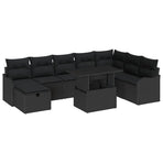 Garden Sofa Set 9 pcs Black Poly Rattan