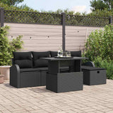 Garden Sofa Set with Cushion 6 pcs Black Poly rattan