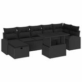 Garden Sofa Set with Cushion 8 pcs Black Poly rattan - Front View