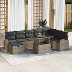 Garden Sofa Set 9 pcs Grey Poly Rattan