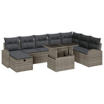 Garden Sofa Set 9 pcs Grey Poly Rattan