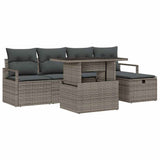 Garden Sofa Set with Cushion 6 pcs Grey Poly rattan - Front View