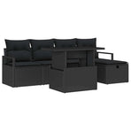 Garden Sofa Set 6 pcs Black Poly Rattan