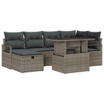Garden Sofa Set 7 pcs Grey Poly Rattan
