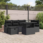 Garden Sofa Set 7 pcs Black Poly Rattan