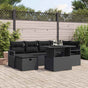 Garden Sofa Set 7 pcs Black Poly Rattan