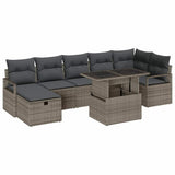 Garden Sofa Set with Cushion 8 pcs Grey Poly rattan - Front View