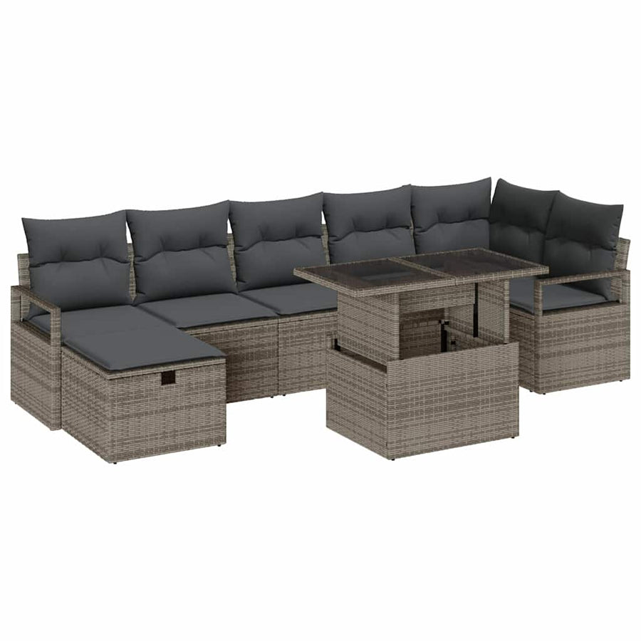 Garden Sofa Set 8 pcs Grey Poly Rattan