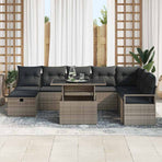 Garden Sofa Set 9 pcs Grey Poly Rattan