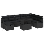 Garden Sofa Set 9 pcs Black Poly Rattan