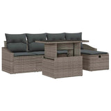 Garden Sofa Set 6 pcs Grey Poly Rattan