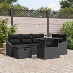 Garden Sofa Set 7 pcs Black Poly Rattan