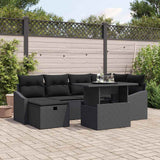 Garden Sofa Set Height-Adjustable 7 pcs Black Poly Rattan