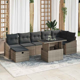 Garden Sofa Set Height-Adjustable 8 pcs Grey Poly Rattan