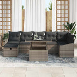 Garden Sofa Set Height-Adjustable 8 pcs Grey Poly Rattan - Side View