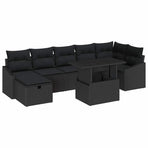 Garden Sofa Set 8 pcs Black Poly Rattan