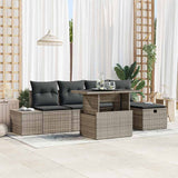 Garden Sofa Set Height-Adjustable 6 pcs Grey Poly Rattan