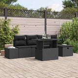 Garden Sofa Set Height-Adjustable 6 pcs Black Poly Rattan