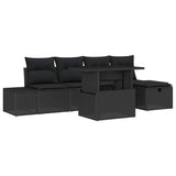 Garden Sofa Set Height-Adjustable 6 pcs Black Poly Rattan - Front View