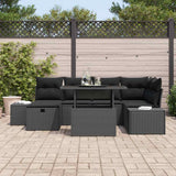 Garden Sofa Set Height-Adjustable 7 pcs Black Poly Rattan