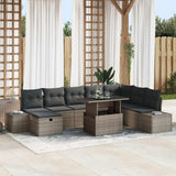 Garden Sofa Set Height-Adjustable 9 pcs Grey Poly Rattan