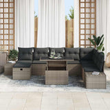 Garden Sofa Set 9 pcs Grey Poly Rattan