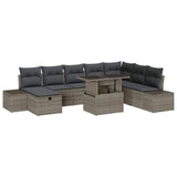 Garden Sofa Set 9 pcs Grey Poly Rattan