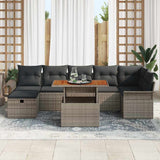 Garden Sofa Set Height-Adjustable 8 pcs Grey Poly Rattan - Side View