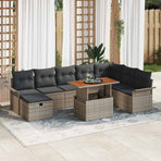 Garden Sofa Set 9 pcs Grey Poly Rattan