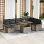 Garden Sofa Set 9 pcs Grey Poly Rattan
