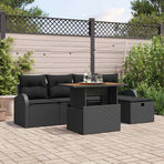 Garden Sofa Set 6 pcs Black Poly Rattan