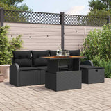 Garden Sofa Set Height-Adjustable 6 pcs Black Poly Rattan