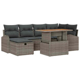 Garden Sofa Set Height-Adjustable 7 pcs Grey Poly Rattan