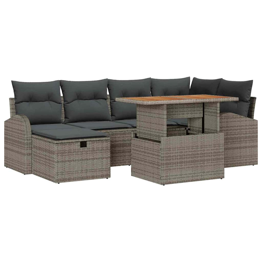 Garden Sofa Set 7 pcs Grey Poly Rattan