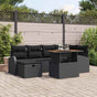 Garden Sofa Set 7 pcs Black Poly Rattan