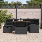 Garden Sofa Set 7 pcs Black Poly Rattan
