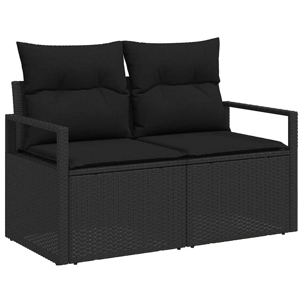 Garden Sofa Set Height-Adjustable 6 pcs Black Poly Rattan