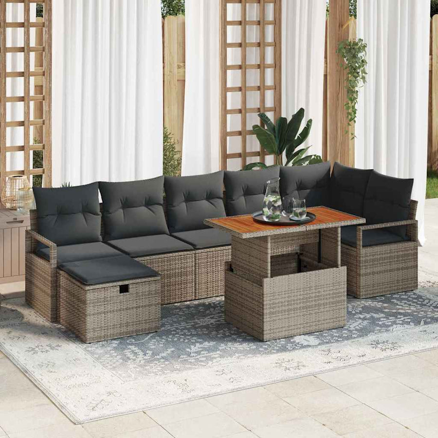 Garden Sofa Set 8 pcs Grey Poly Rattan