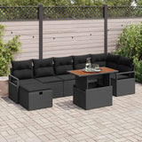 Garden Sofa Set Height-Adjustable 8 pcs Black Poly Rattan