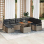 Garden Sofa Set 9 pcs Grey Poly Rattan